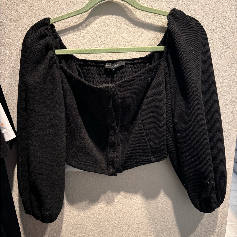 Black sweater crop top